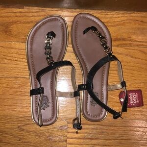 Faded Glory Black and Brown Sandals NWT